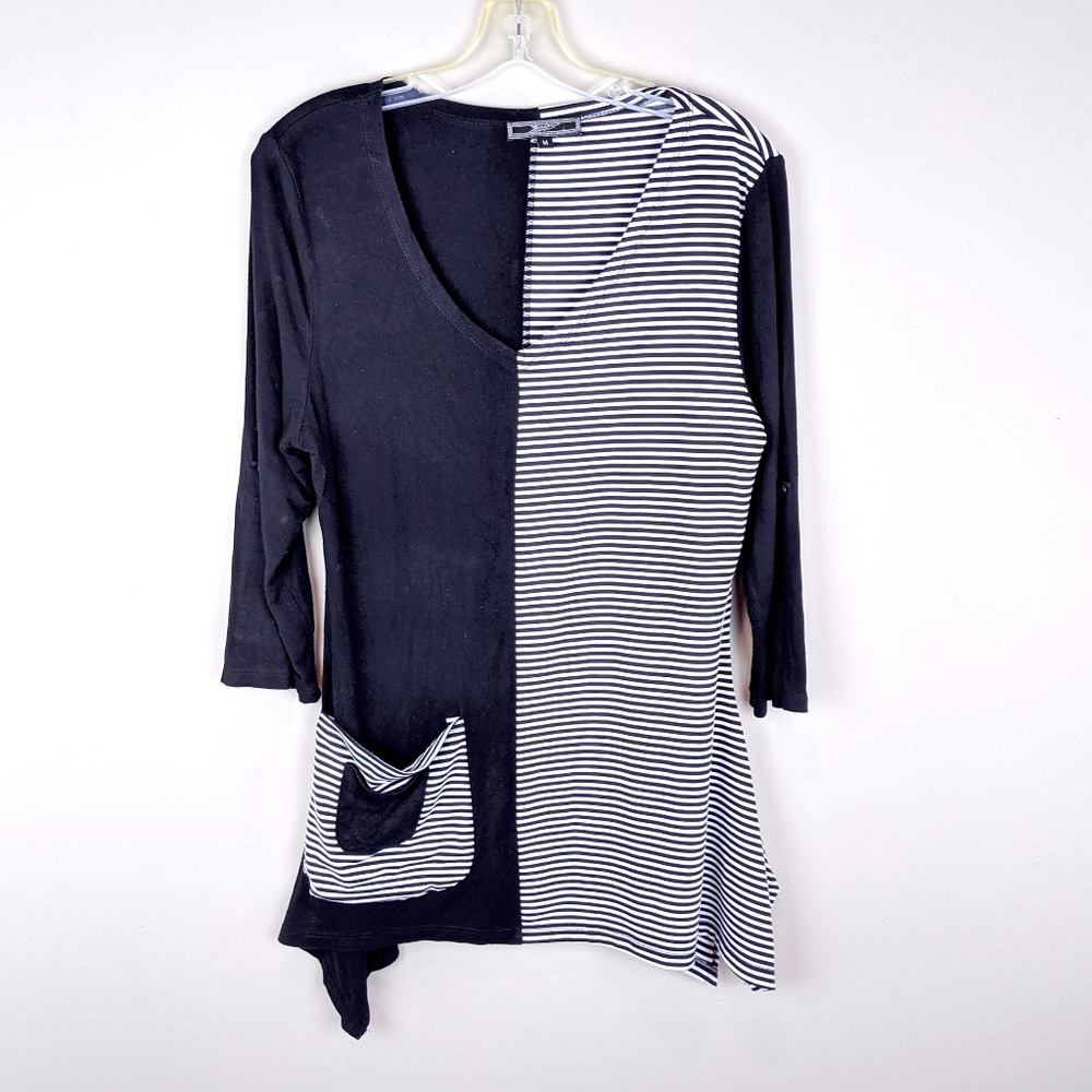 Black and White Contrast Pocket Tee - H11